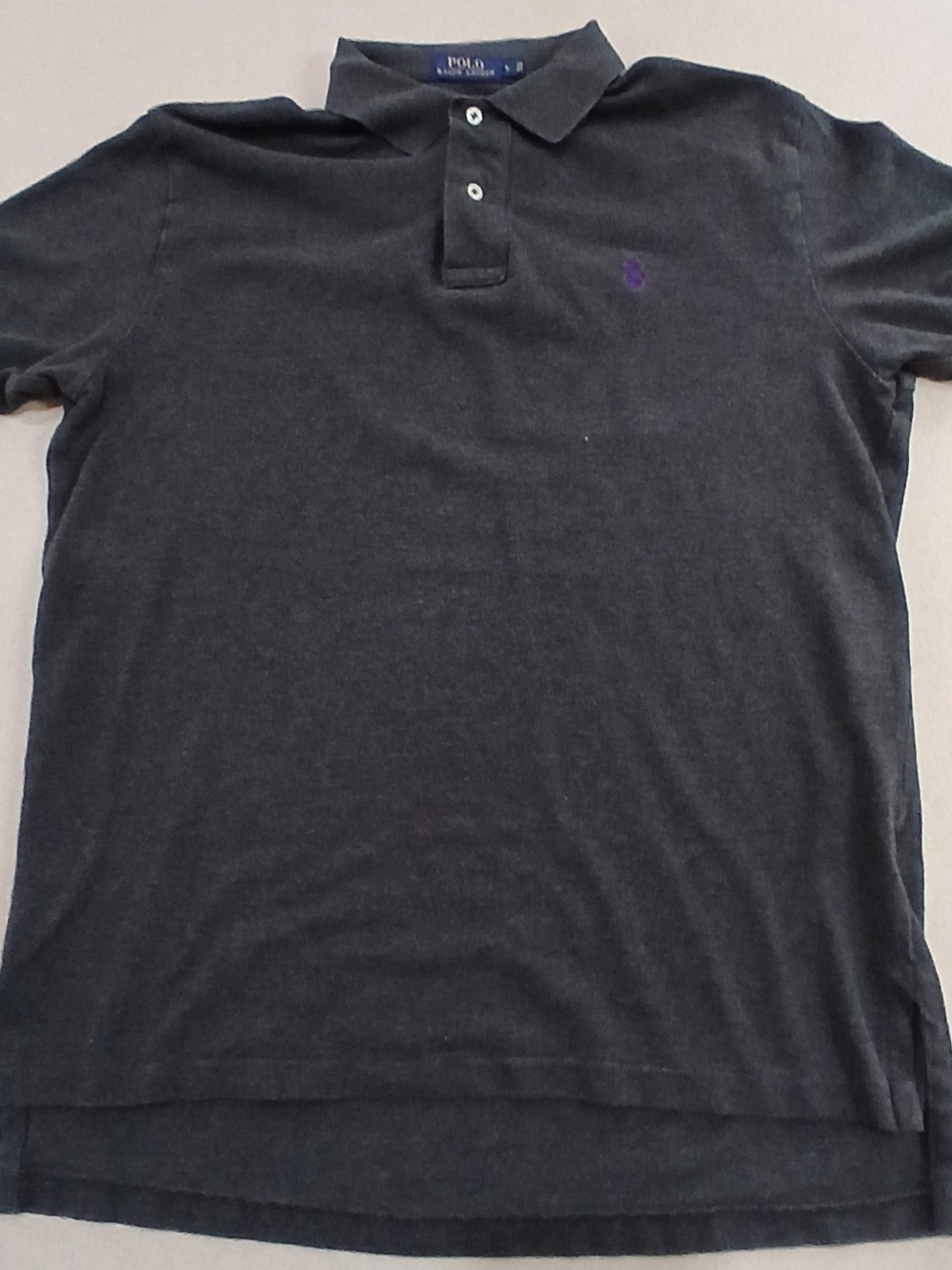 Polo by Ralph Lauren Dark Grey Polo with Purple Logo L
